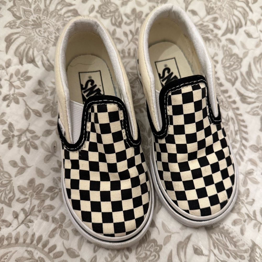 Toddler Size 9 Checkered Slip On Vans
